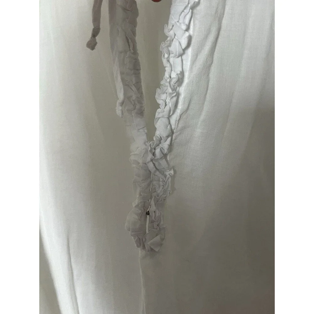 J Crew Womens Airy Popover Shirt White Gauzy V Neck Ruffle Pocket L